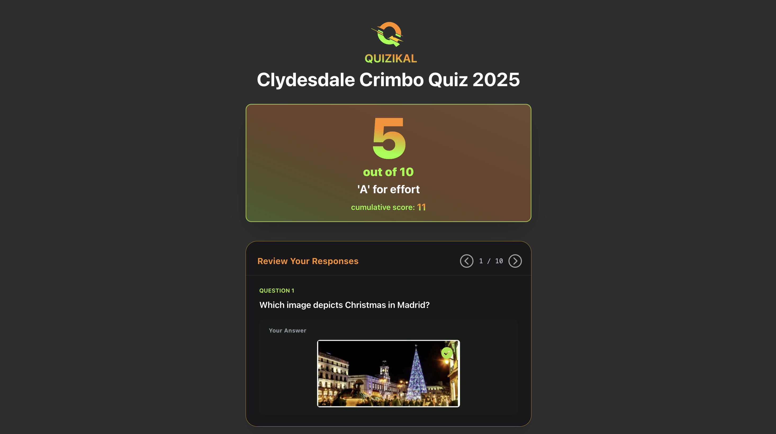 QUIZIKAL between-question screen — a large gradient number two on a card reading 'Question 2 coming up' for the current round.